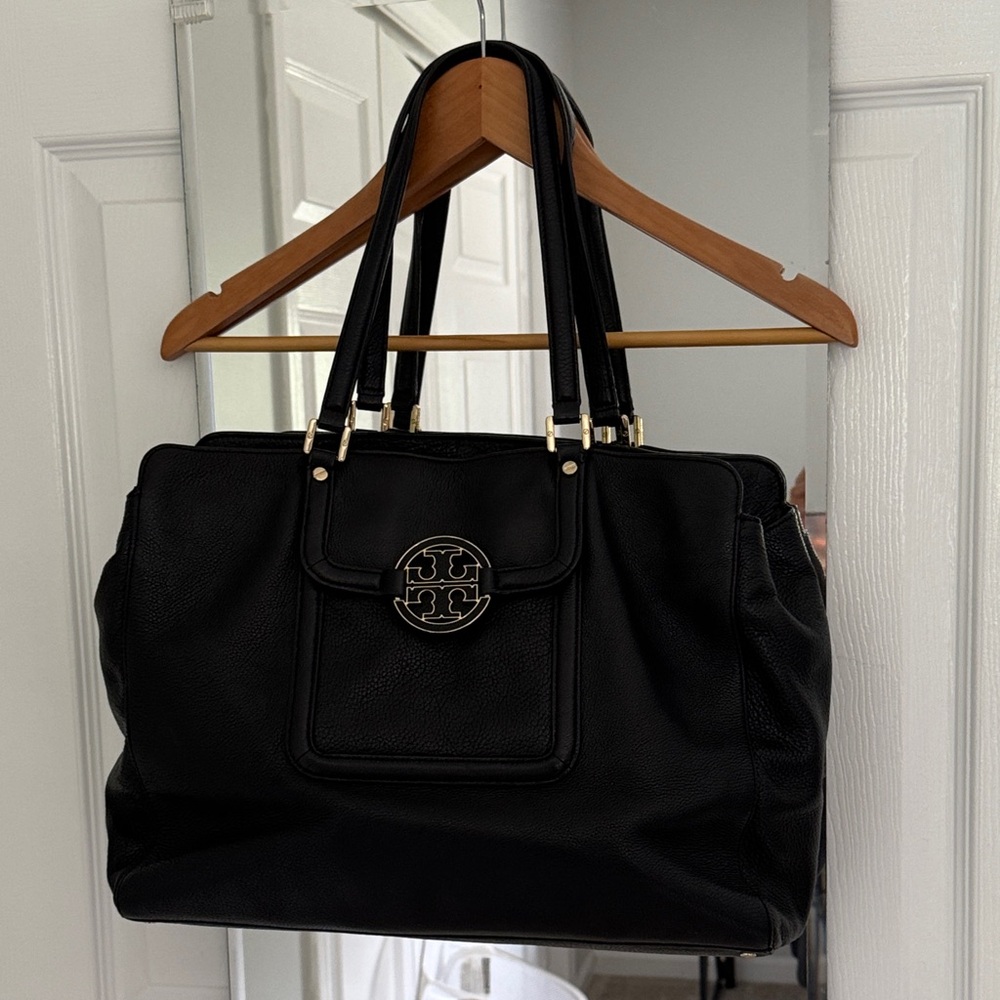 Tory Burch Black Leather Tote Bag